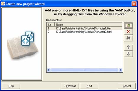 Add all the .txt files for your project into the Create New Project Wizard.